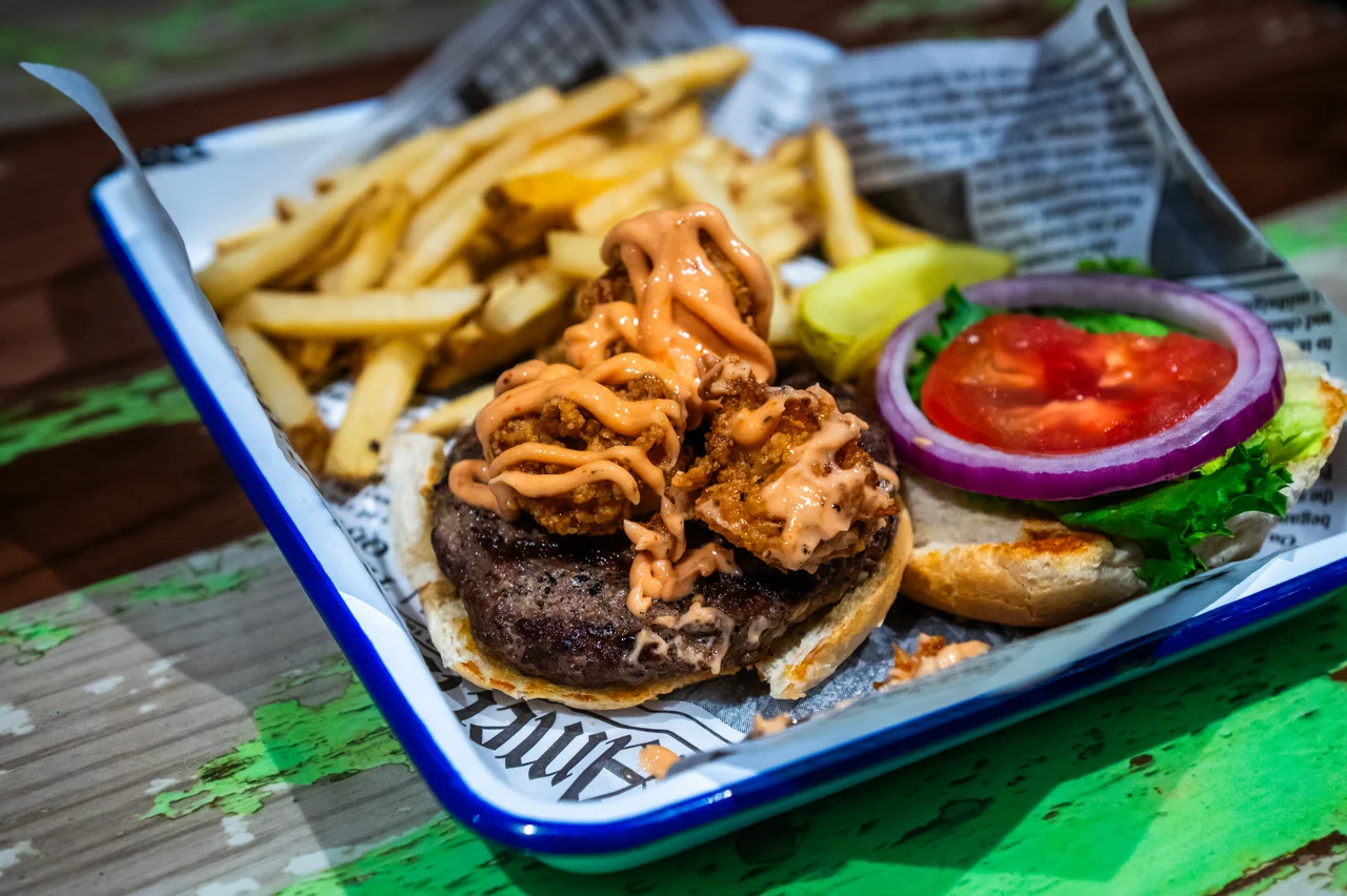 Massanutten splashs bar grill loaded burger and fries